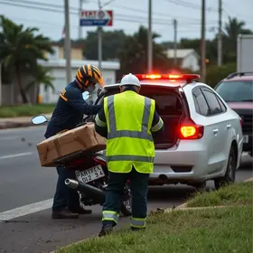 entregador ferido em batida entre moto e carro