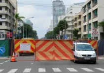 bloqueio na Rua Professora Rosa Saporski