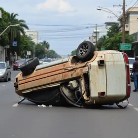 carro capota em Jacarezinho